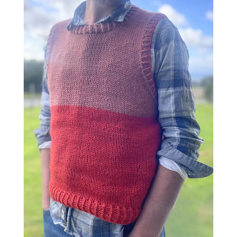 chaleco bicolor ladrillo 100% lana