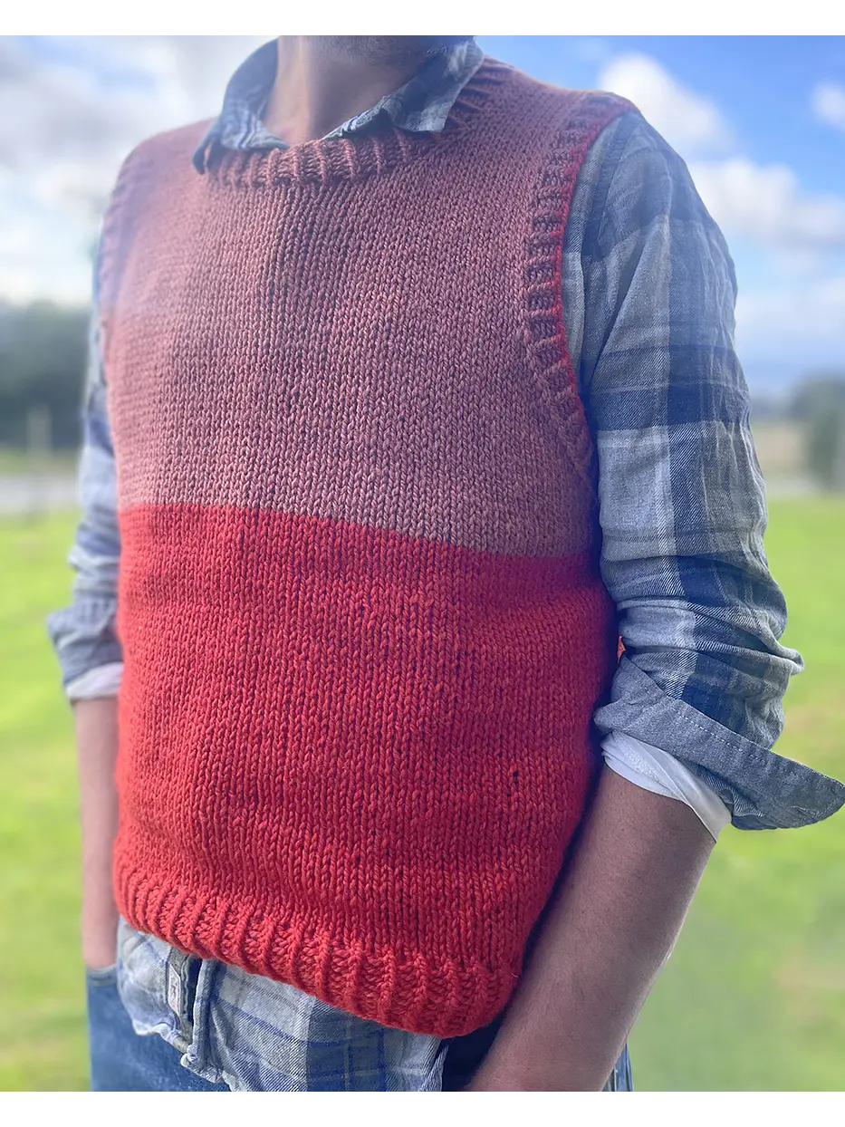 chaleco bicolor ladrillo 100% lana 1