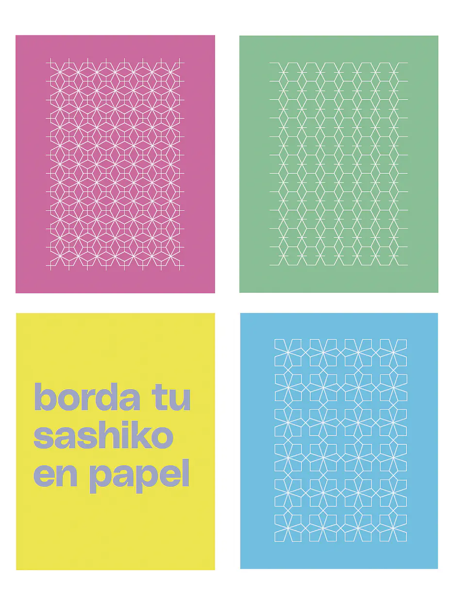 Guía Paso a Paso: 3 Patrones de Sashiko en Papel 1