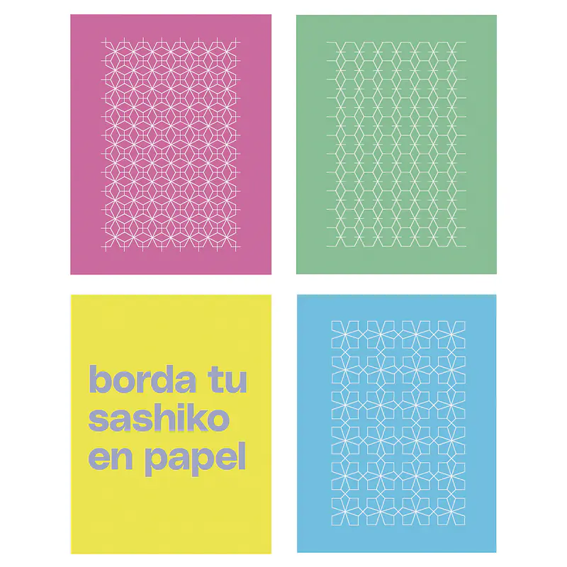 Guía Paso a Paso: 3 Patrones de Sashiko en Papel (kit)