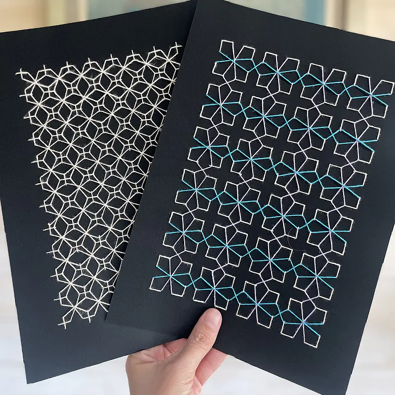 borda tu sashiko en papel - versión black
