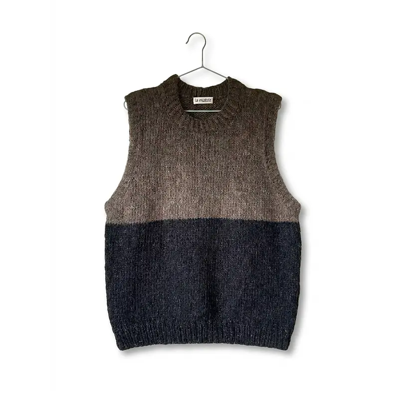 chaleco bicolor café negro 100% lana