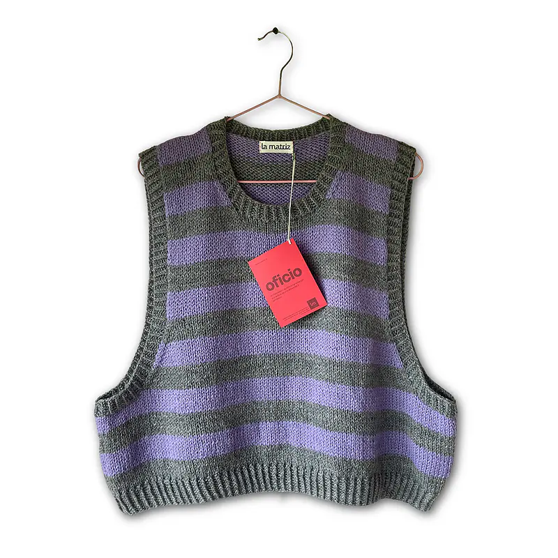 chaleco lila & gris 100% lana