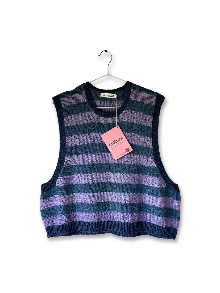 chaleco lila & azul 100% lana 1