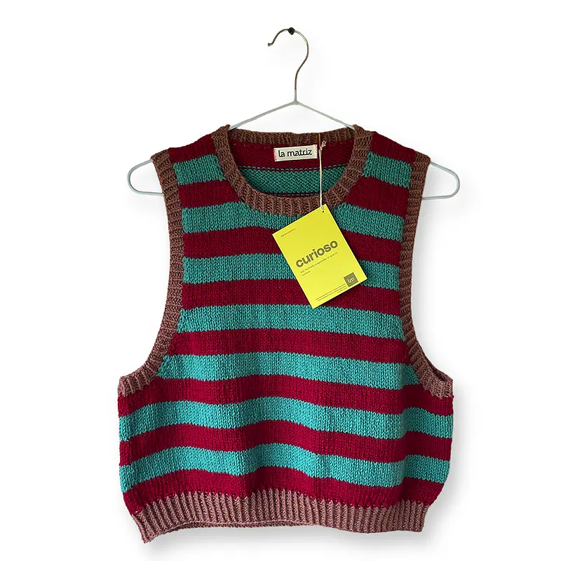 chaleco rojo colonial & menta 100% lana