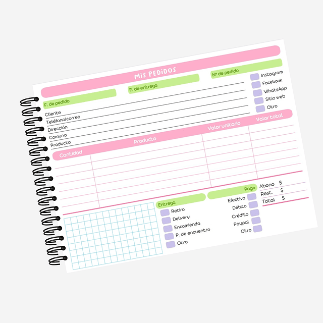 Planner Pedidos horizontal