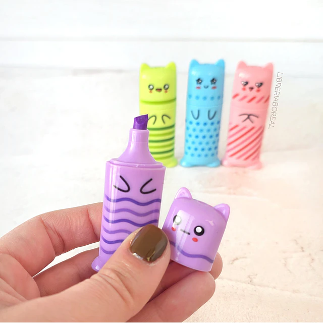 Destacadores Mini Pastel Gatitos