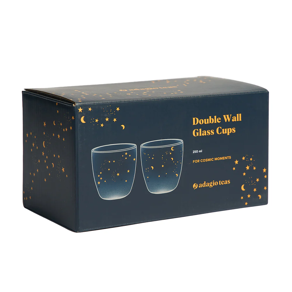 Set Vaso Doble Vidrio Estrellas Azules 1