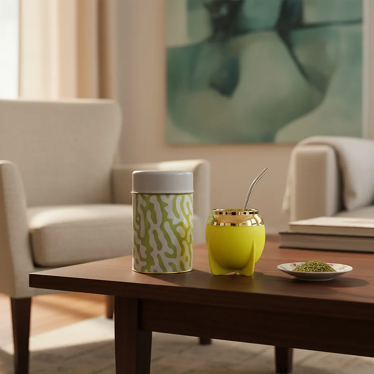 Pack Mate + Bombilla + Dispensador De Yerba Anymate Fluorescente 3