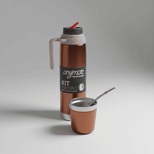 Kit De Mate 3 En 1 Termo 850ml + Mate + Bombilla Anymate Cobre