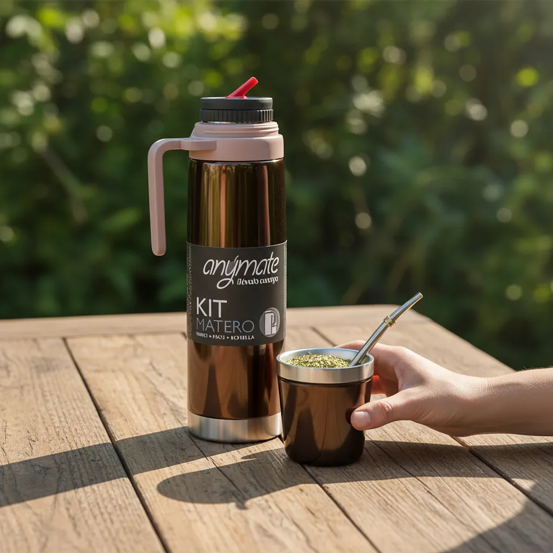Kit De Mate 3 En 1 Termo 850ml + Mate + Bombilla Anymate Cobre 4