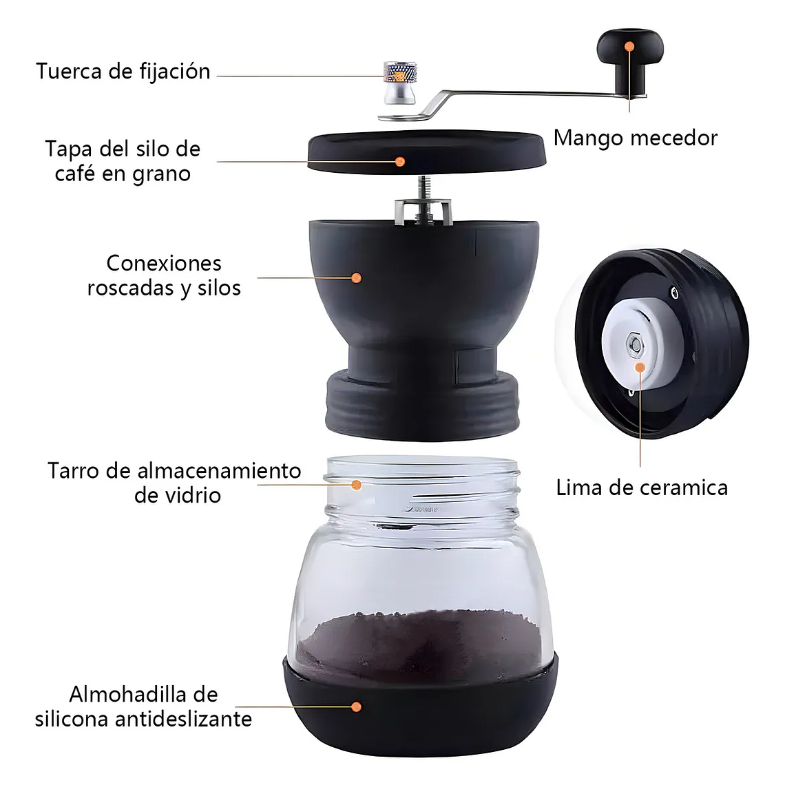 Molinillo Manual De Café Negro 2