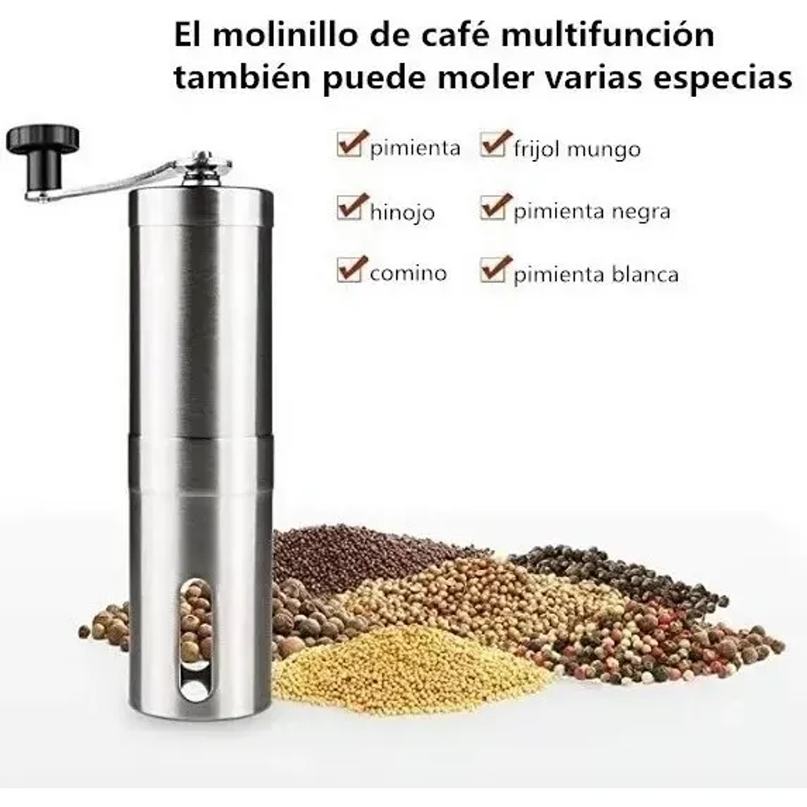 Molinillo Manual De Café Autopropulsado De Acero Inoxidable 6