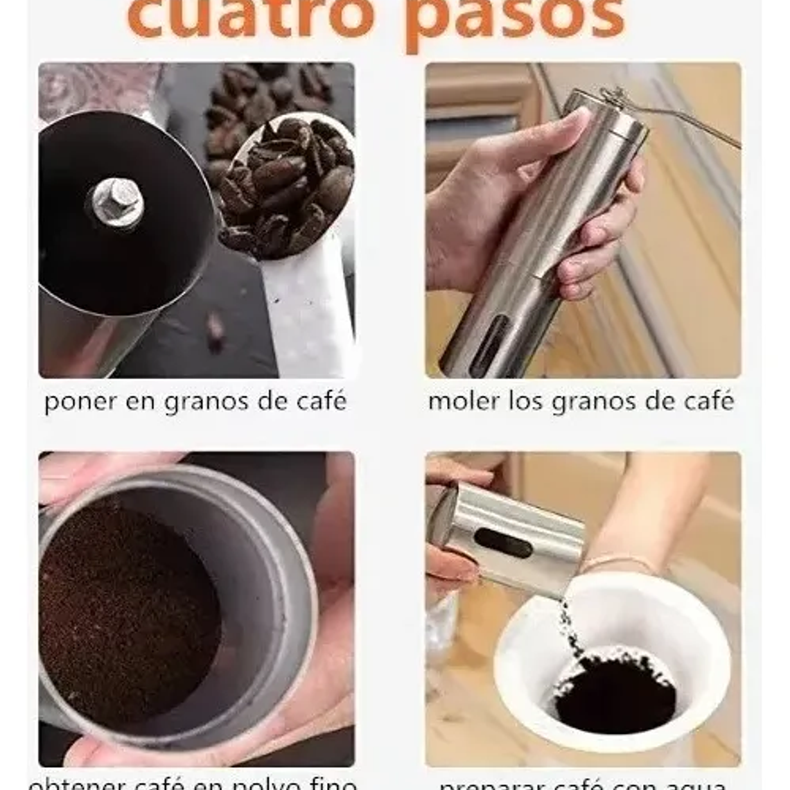 Molinillo Manual De Café Autopropulsado De Acero Inoxidable 8