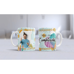 Feliz cumpleaños (celeste y dorado)