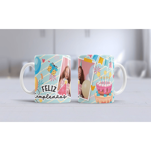 Feliz cumpleaños (celeste y amarillo)