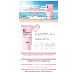 Eco Earth Power Pink Sun Cream (The Saem) 50ml Protector sola pieles problemáticas y sensibles