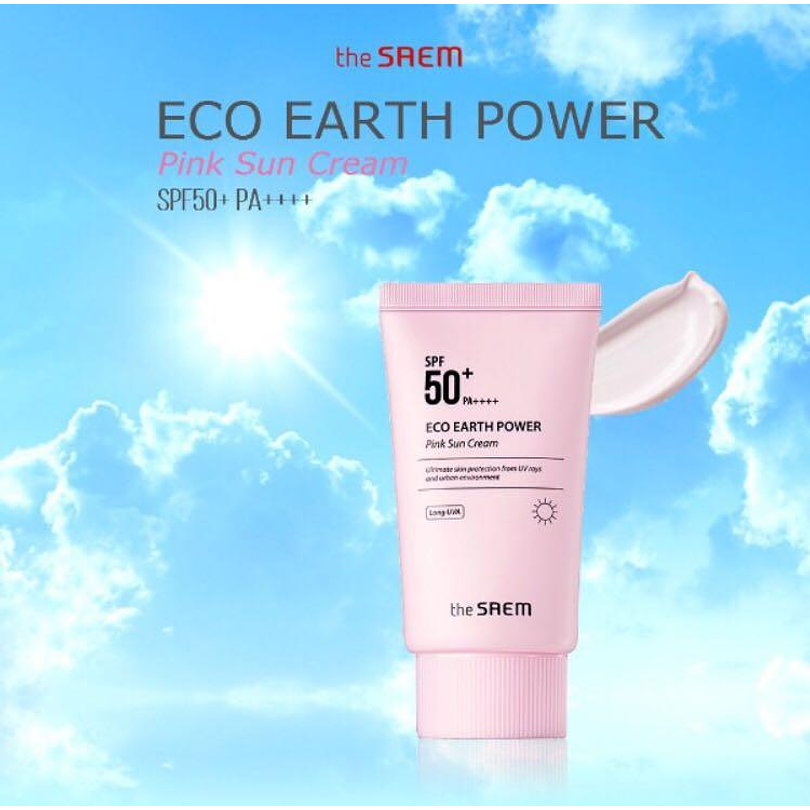 Eco Earth Power Pink Sun Cream (The Saem) 50ml Protector solar pieles problemáticas y sensibles 3