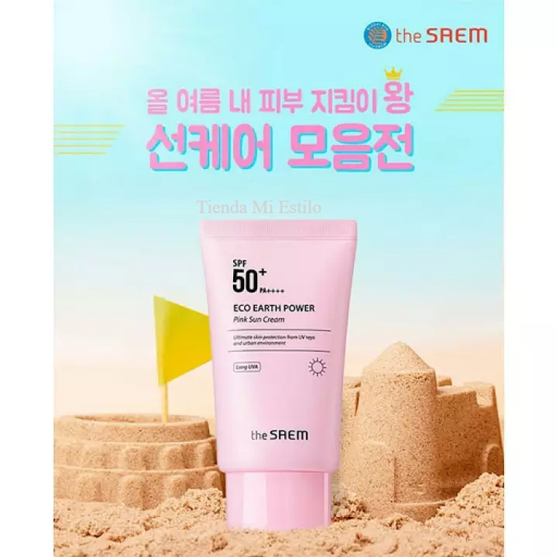 Eco Earth Power Pink Sun Cream (The Saem) 50ml Protector solar pieles problemáticas y sensibles 4