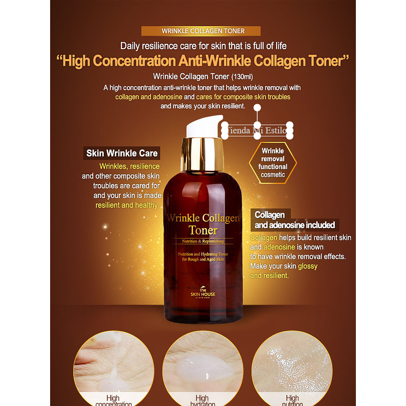 Wrinkle Collagen Toner (The Skin House) -130ml Tónico anti arrugas 4