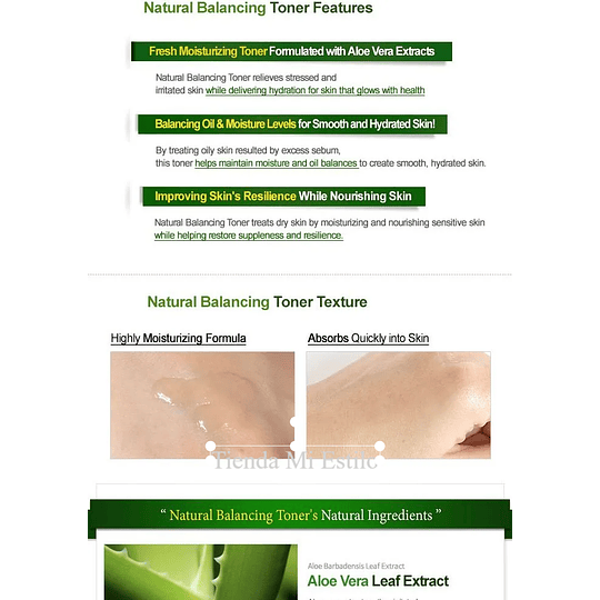 Natural Balancing Toner (The Skin House) - 130ml Tónico hidratante para pieles sensibles, mixtas o grasas