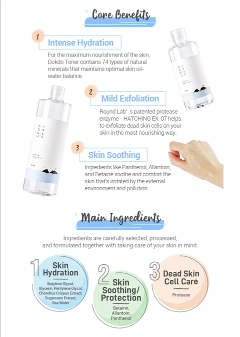 1025 Dokdo Toner (Round Lab) 200ml Tónico hidratante pieles sensibles 