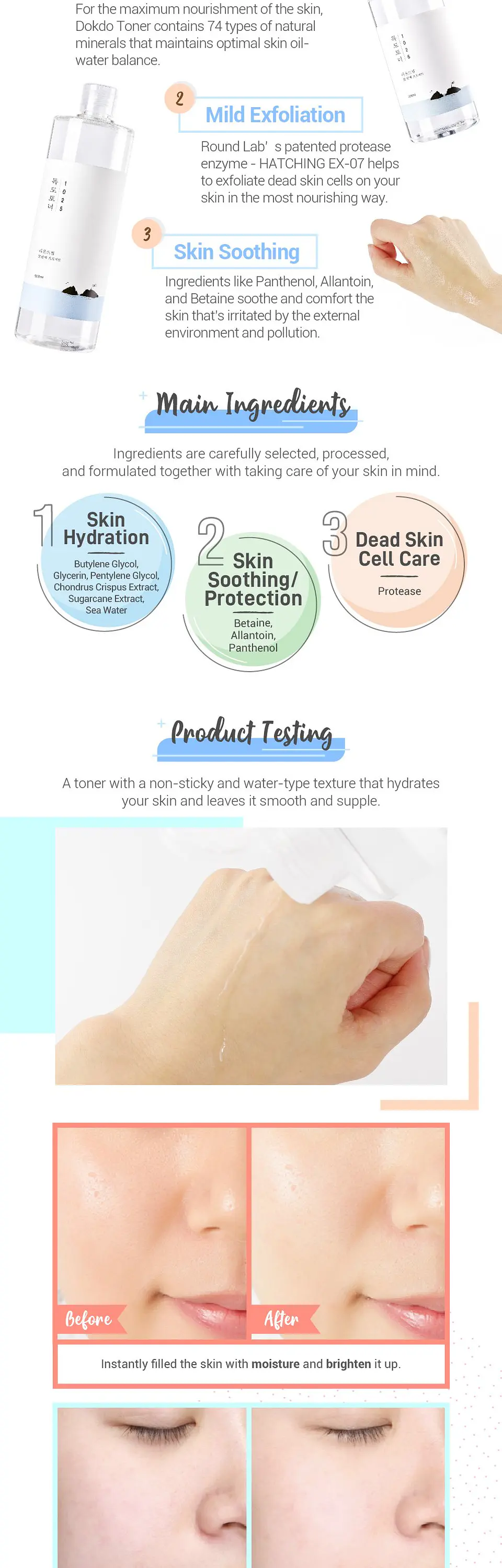 1025 Dokdo Toner (Round Lab) 200ml Tónico hidratante pieles sensibles  5