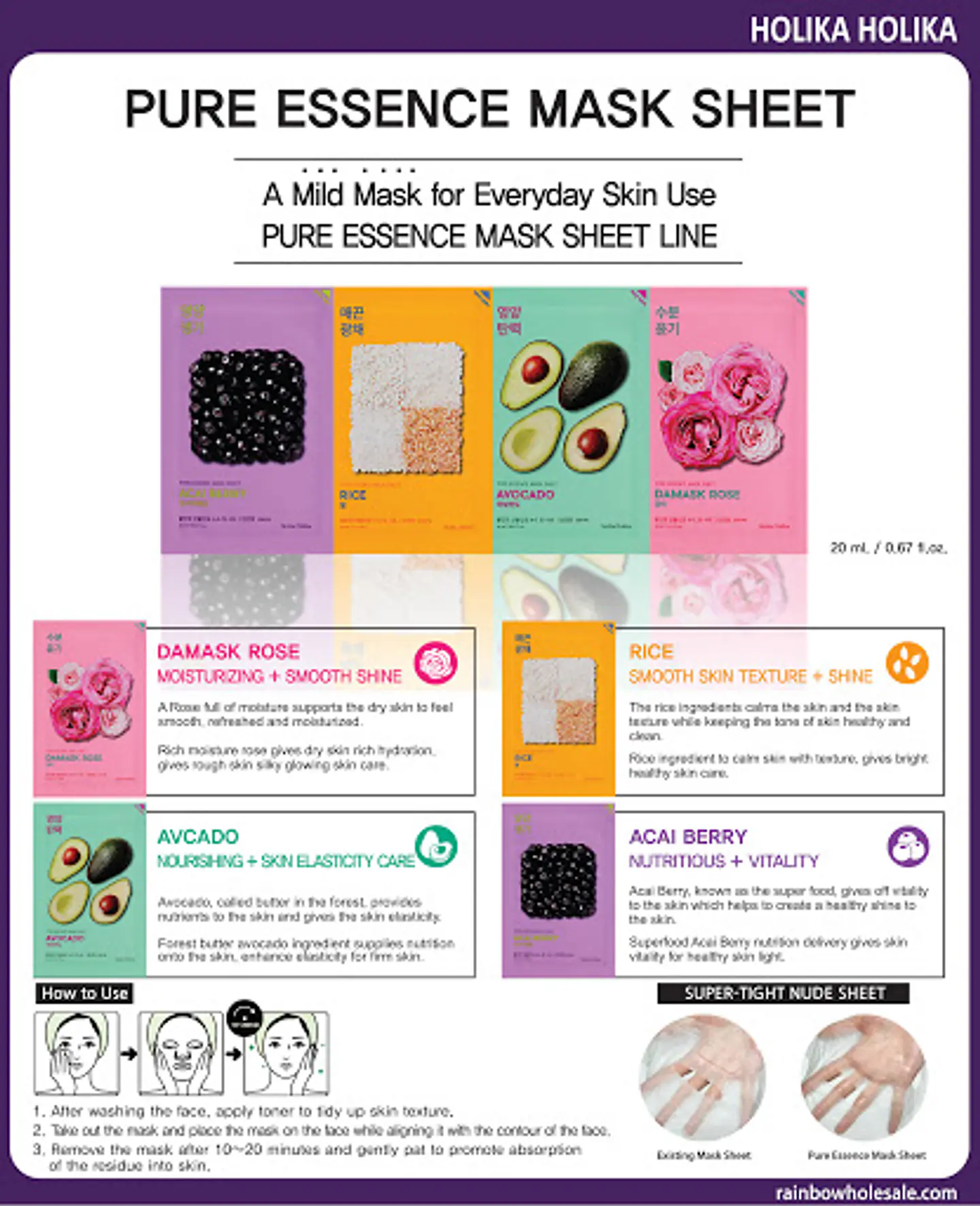 Pure Essence Mask (Holika Holika) Mascarillas Ultra Hidratantes  distintos tipos 3