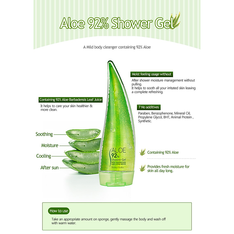 Aloe 92% Shower Gel (Holika Holika) - 250ml Gel de ducha  1