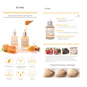 Propolis Vitamin Synergy Serum (IUNIK) -50ml Serum 70% propóleo + 12% vitamina C + 2% niacinamida