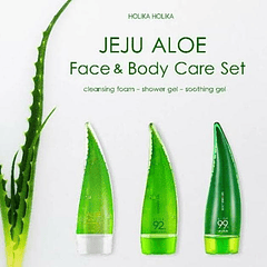  Aloe Jeju Body Care Set (Holika Holika) Gel 55ml + Espuma limpiadora 55ml+ Gel de ducha 55ml