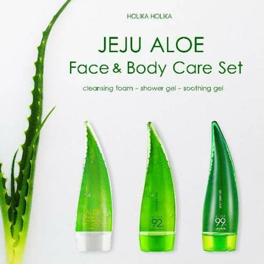  Aloe Jeju Body Care Set (Holika Holika) Gel 55ml + Espuma limpiadora 55ml+ Gel de ducha 55ml 2