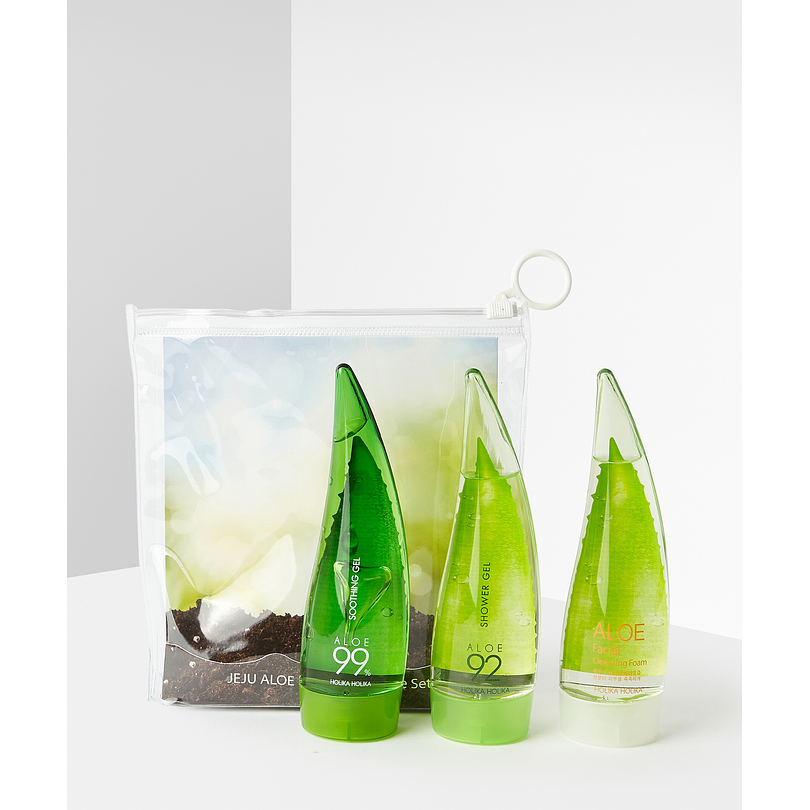  Aloe Jeju Body Care Set (Holika Holika) Gel 55ml + Espuma limpiadora 55ml+ Gel de ducha 55ml 1