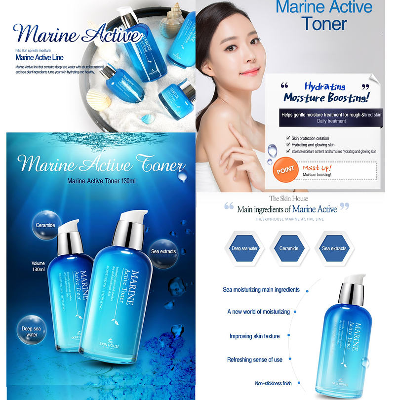 Marine Active Toner (The Skin House) - 130ml Tónico hidratante pieles sensibles, normales o secas 1