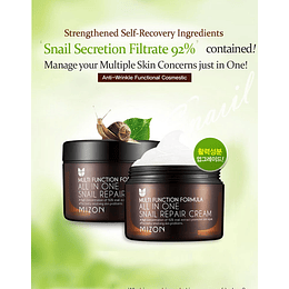 All In One Snail Repair Cream (Mizon) - 75 ml Crema anti envejecimiento regenerante 92% baba de caracol