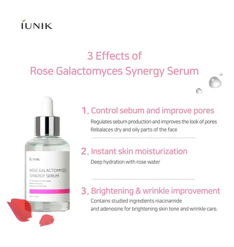 Rose Galactomyces Synergy Serum (IUNIK) - 50ml Serum 50% Galactomyces +10% Agua Rosas