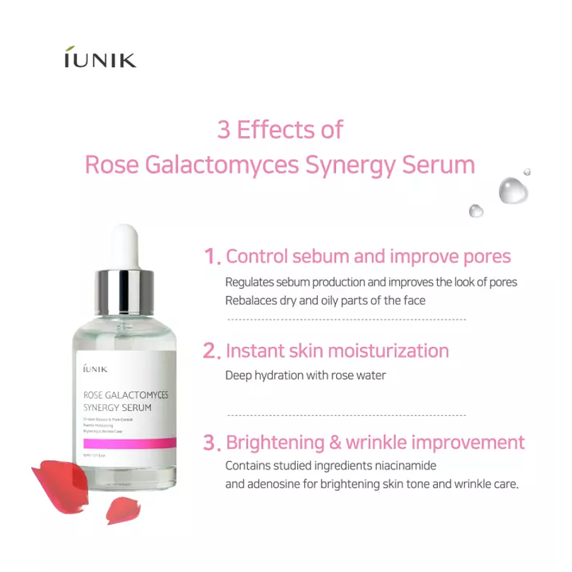Rose Galactomyces Synergy Serum (IUNIK) - 50ml Serum 50% Galactomyces +10% Agua Rosas 1