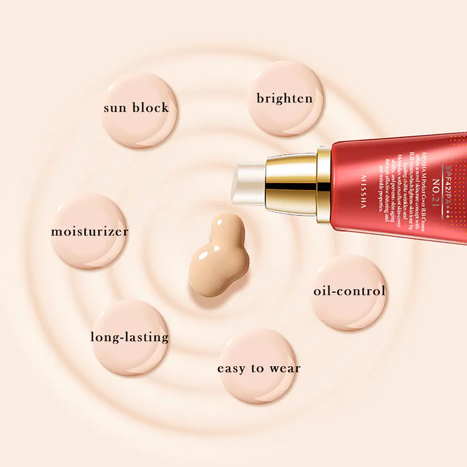 M Perfect Cover BB Cream SPF 42/PA +++  (Missha)  50ml Base cobertura perfecta 6