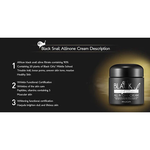 Black Snail All in One Cream (Mizon) 75ml Crema 90% baba de caracol africano 