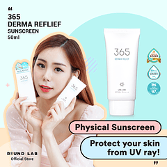 365 Derma Relief Sunscreen (Round Lab) - 50 ml Protector solar pieles sensibles SPF 50+ PA ++++