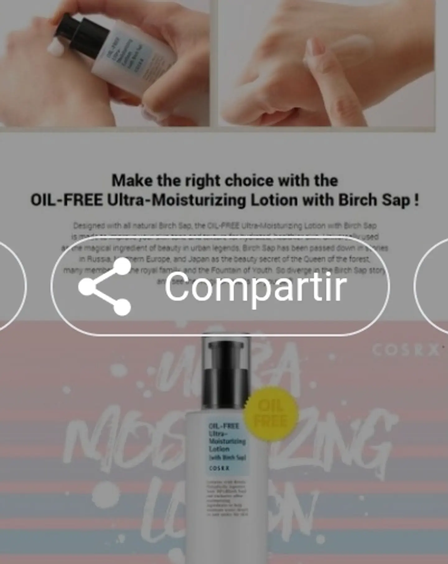 Oil Free Ultra Moisturizing Lotion with Birch Sap (COSRX) - 100 ml Loción para pieles grasas y sensibles libre de aceite 6