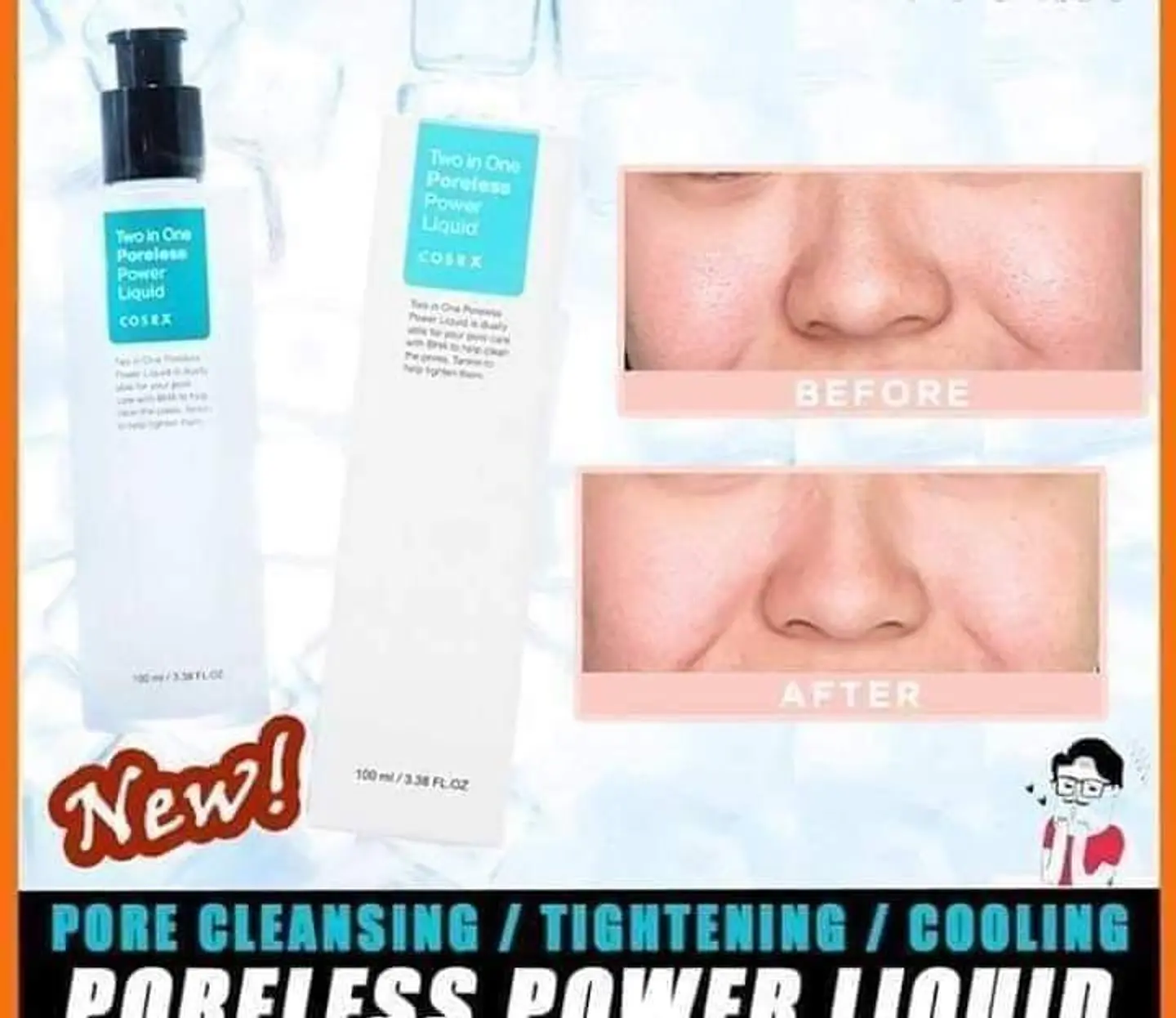Two in One Poreless Power Liquid (COSRX) - 100ml Esencia y tónico poros dilatados  17