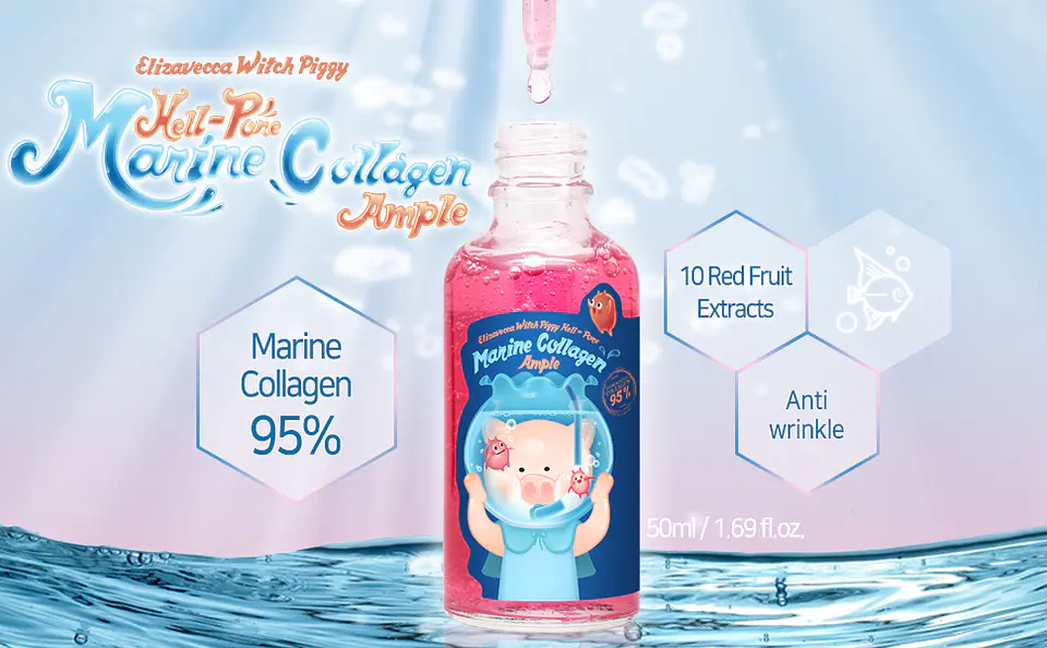 Witch Piggy Hell Pore Marine Collagen Ample (Elizavecca) - 50ml Serum 95% colágeno marino  1