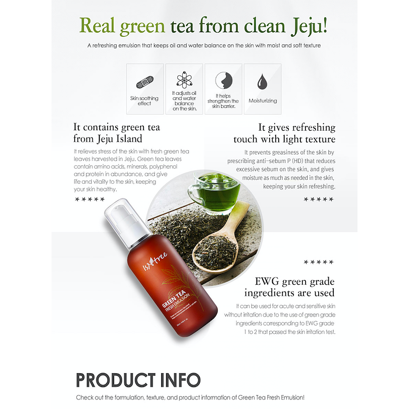 Green Tea Fresh Toner (Isntree) -200ml Tónico 80% té verde pieles mixtas y grasas  5