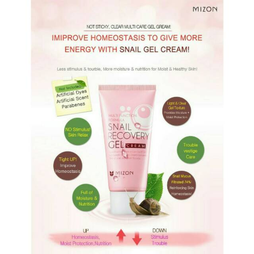 Snail Recovery Gel Cream (Mizon) - 45ml Gel 74% baba de caracol reparador 1