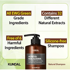  Honey & Macadamia Shampoo (Kundal) - 500ml  97,4% de extractos naturales