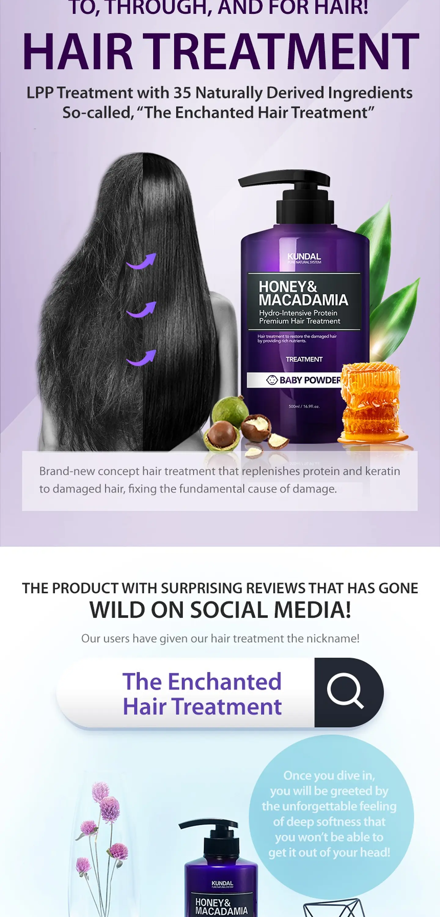 Honey & Macadamia Treatment (Kundal) - 500ml Acondicionador 97,4% de extractos naturales 2
