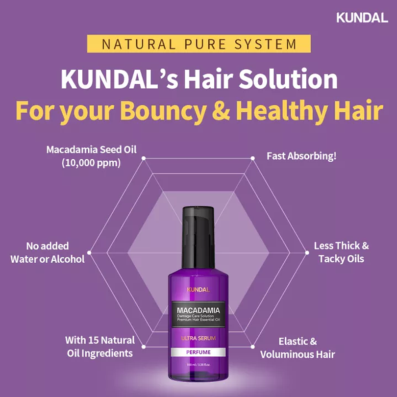 Macadamia Ultra Hair Serum (Kundal) -100ml Suero para el cabello hidratante, nutritivo y fortalecedor 4