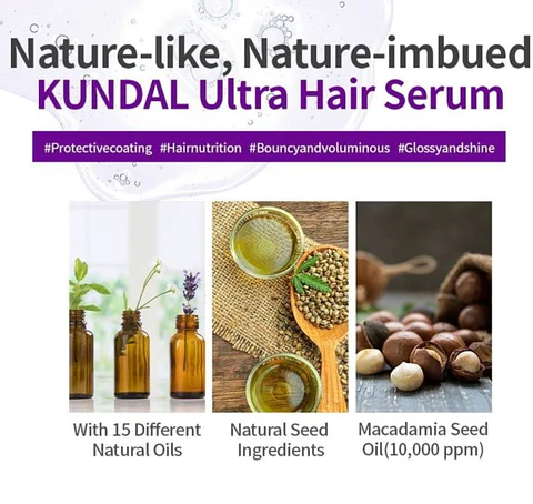 Macadamia Ultra Hair Serum (Kundal) -100ml Suero para el cabello hidratante, nutritivo y fortalecedor