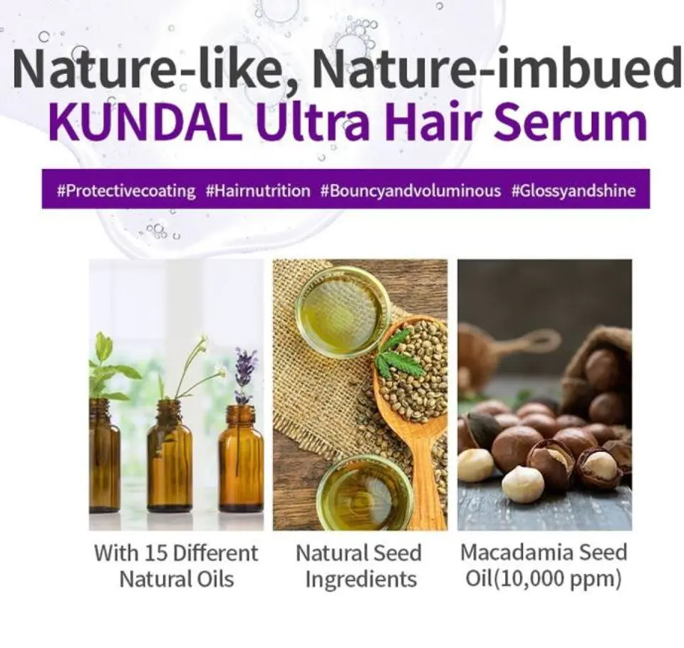 Macadamia Ultra Hair Serum (Kundal) -100ml Suero para el cabello hidratante, nutritivo y fortalecedor 2